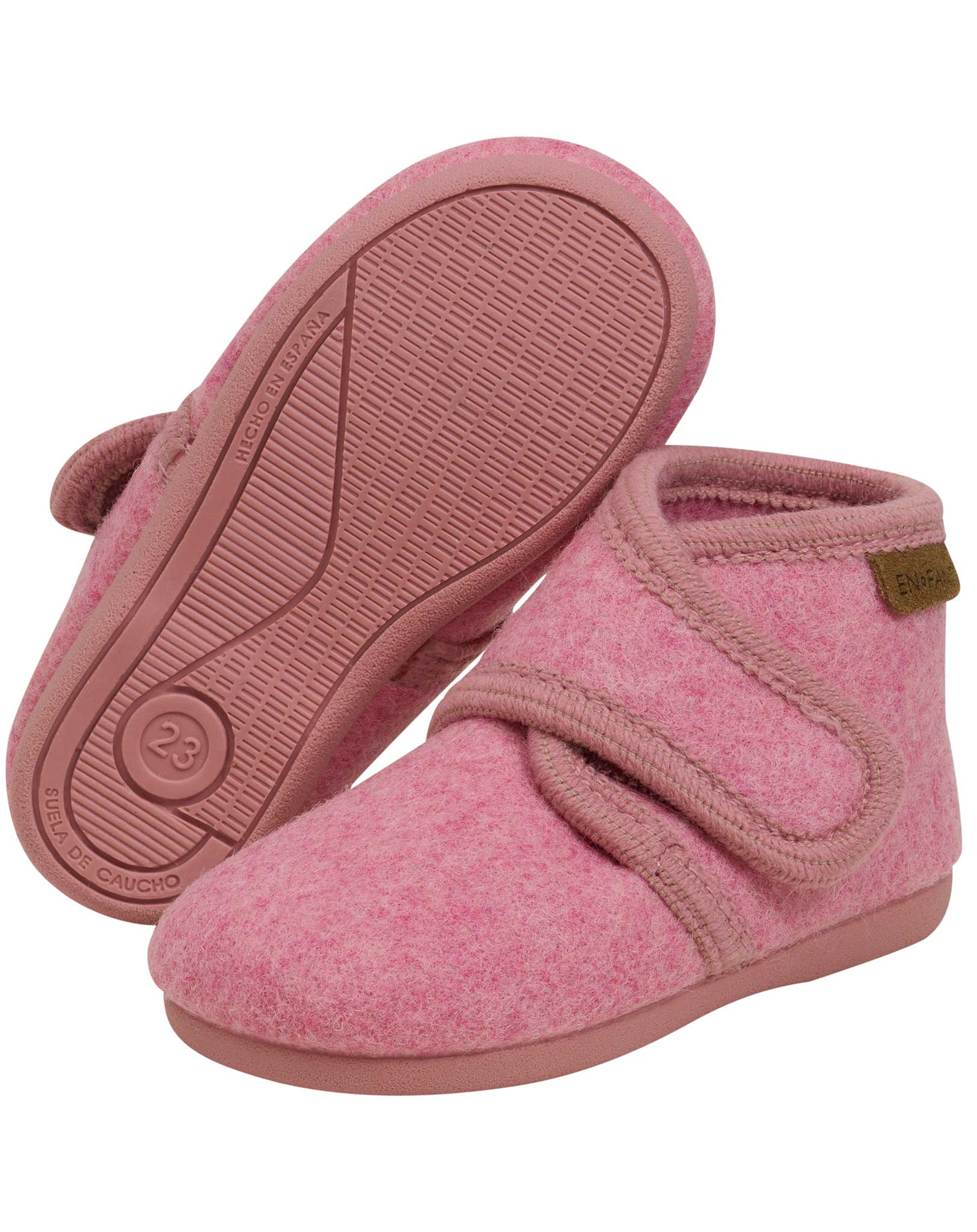 Klett-Hausschuhe WOOL VELCRO in wild rose