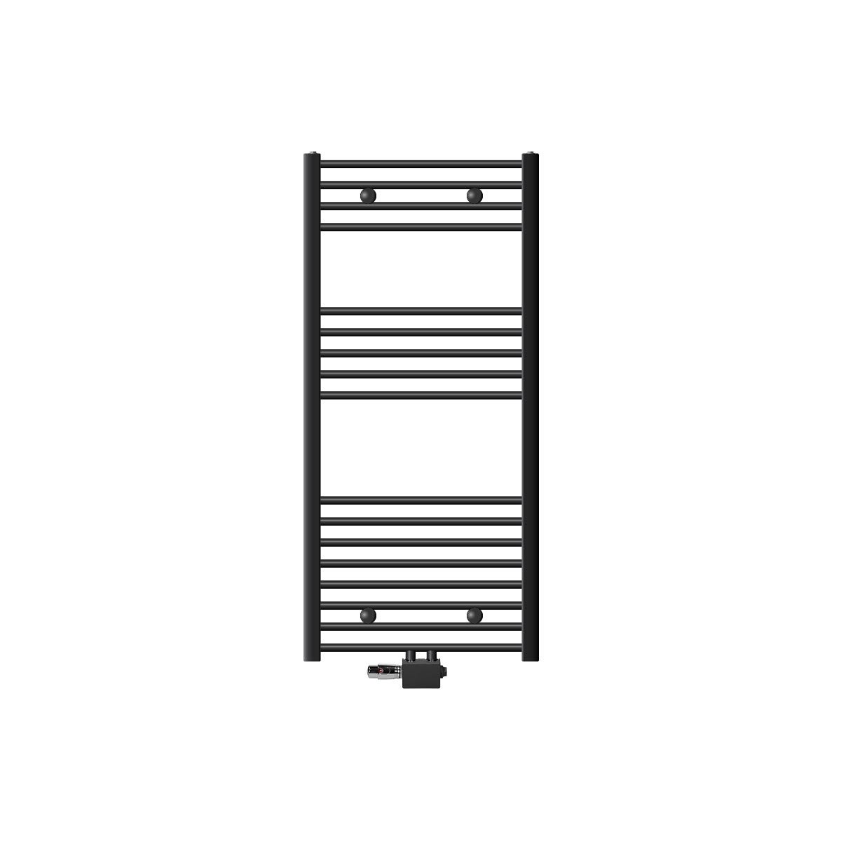 LuxeBath Sahara badkamerradiator, 600 x 1200 mm, antraciet, recht, met middenaansluiting, inclusief aansluitset met thermostaat, universele hoek- en doorloopuitvoering, radiator/handdoekradiator/handdoekdroger