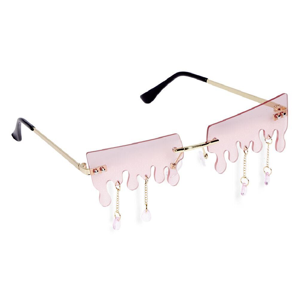 Lunettes fantaisies adulte rose design dégoulinant bijoux pendants