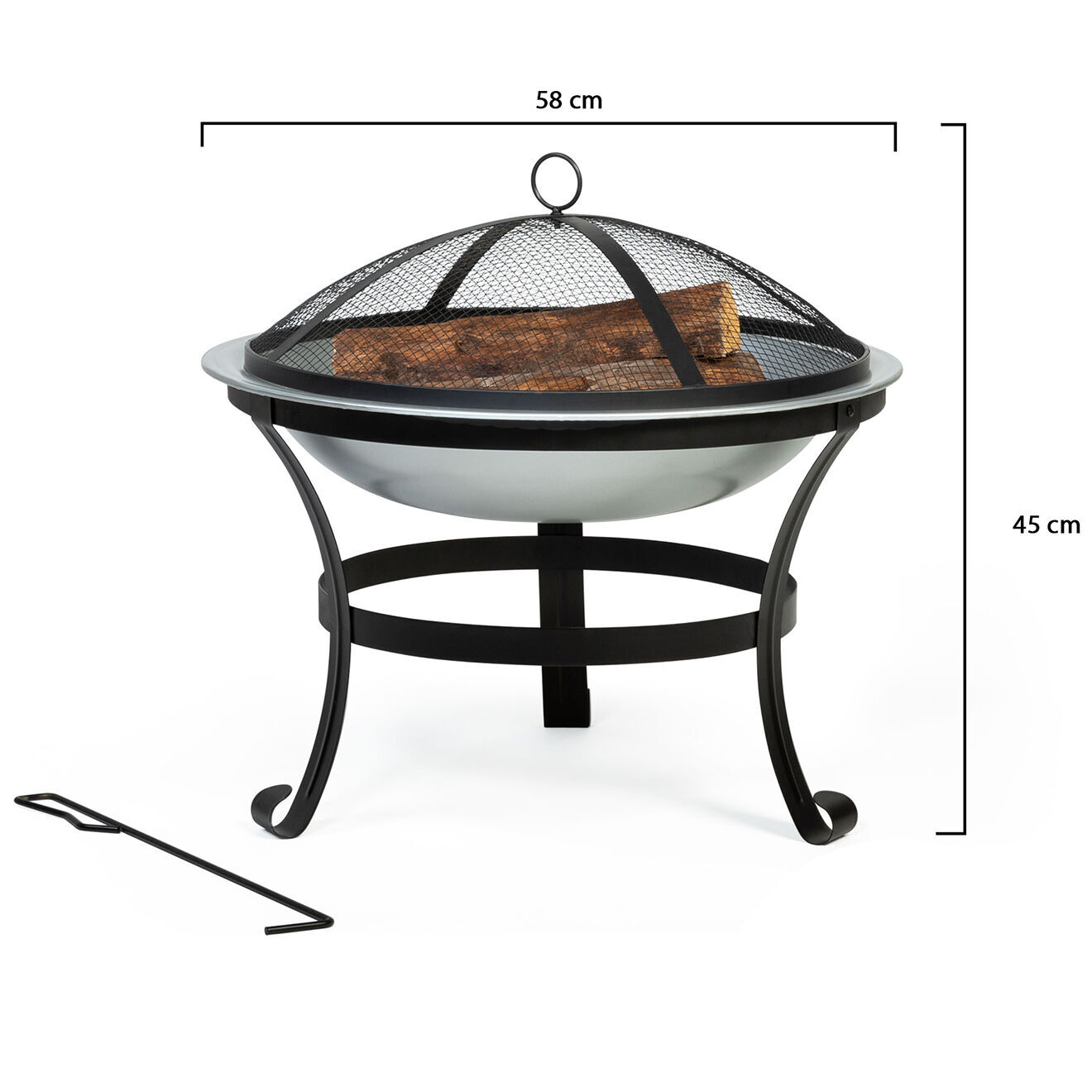 Pratik Garden Braséro rond diego noir métalisé - D.58x45 cm
