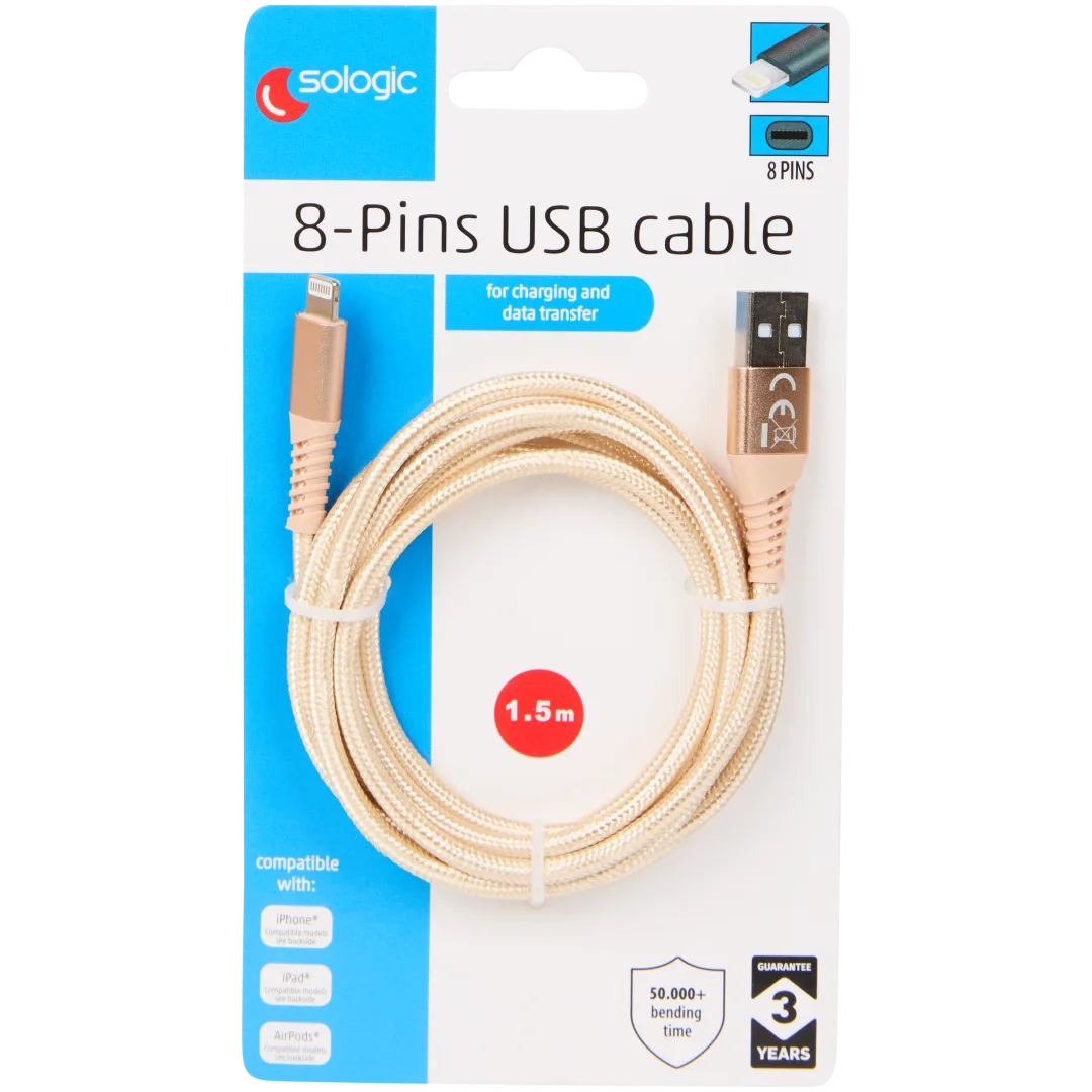 Câble de charge et de transfert de données Sologic 8 broches