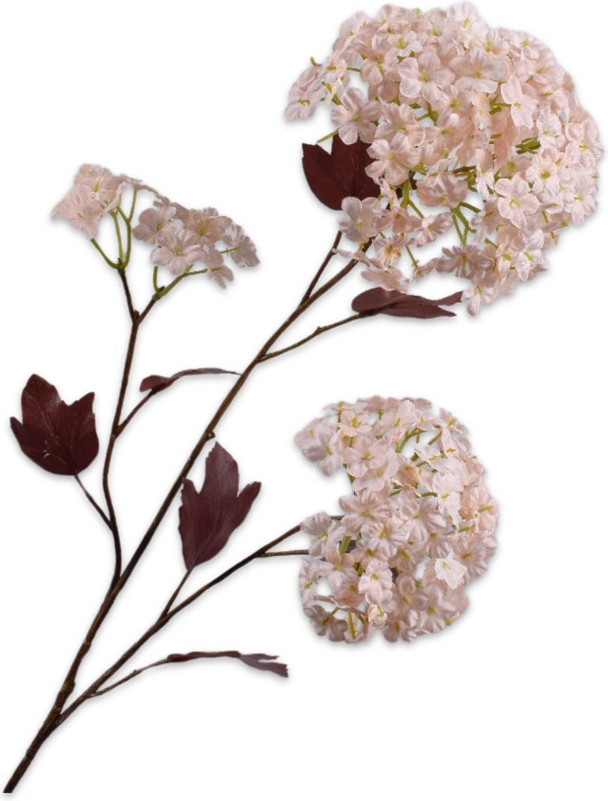 Silk-ka kunstbloem Sneeuwbal licht roze 69 cm
