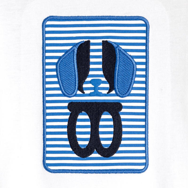 T-shirt patch chien brodé blanc bébé garçon Blanc