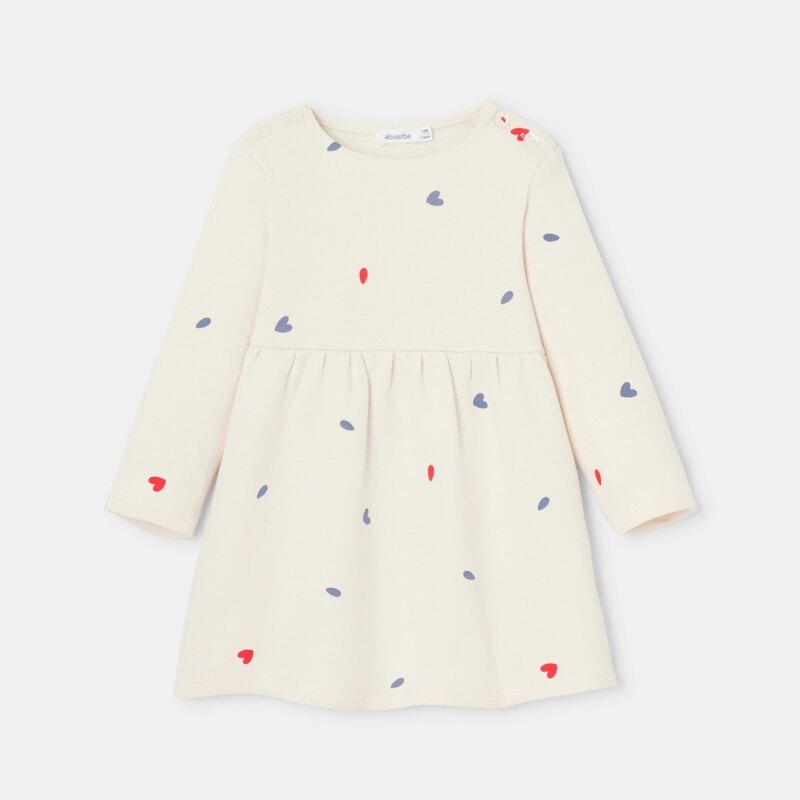 Robe chemise fille molleton cœurs blanc bébé fille Rose