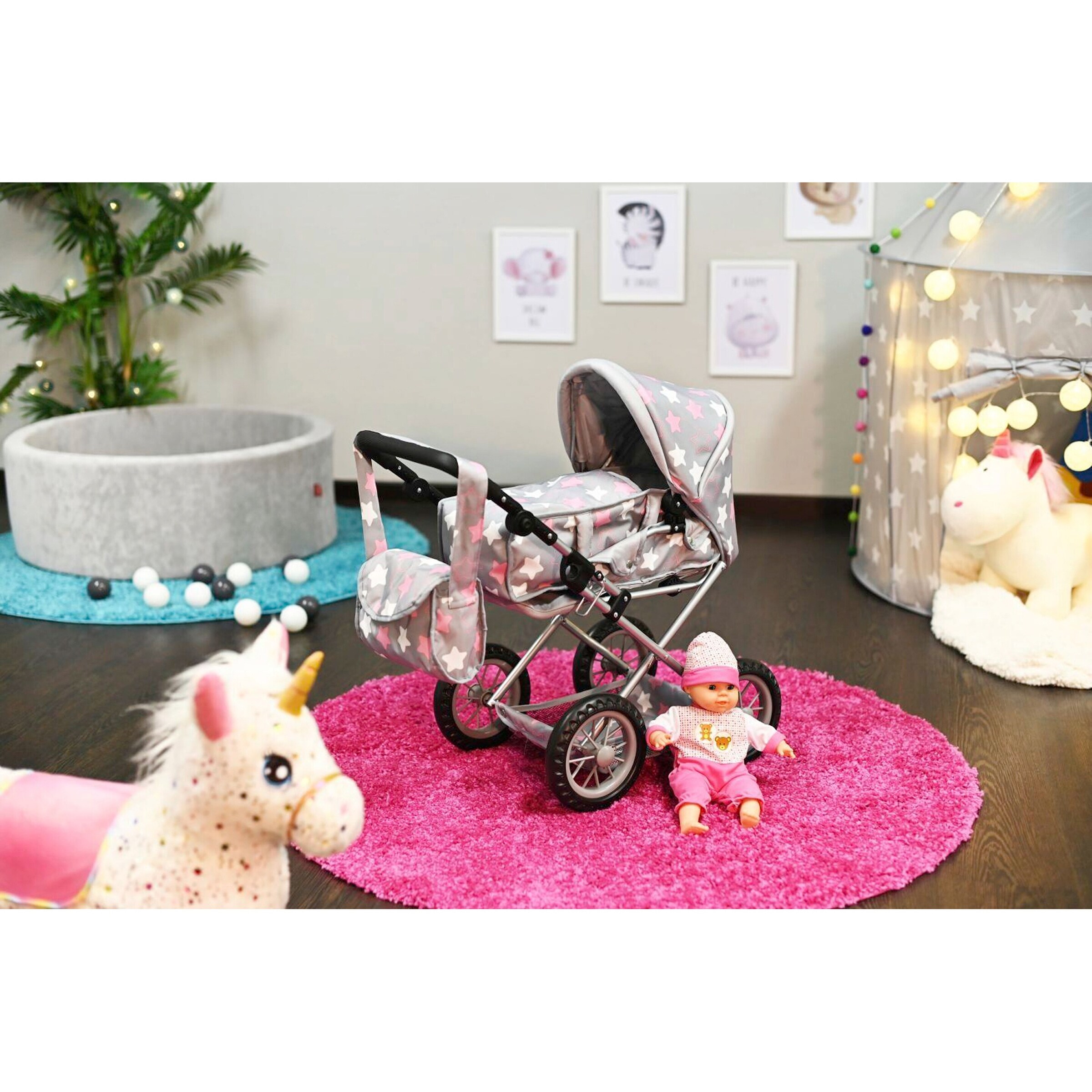 Knorrtoys Puppenwagen Ruby Star grey pink
