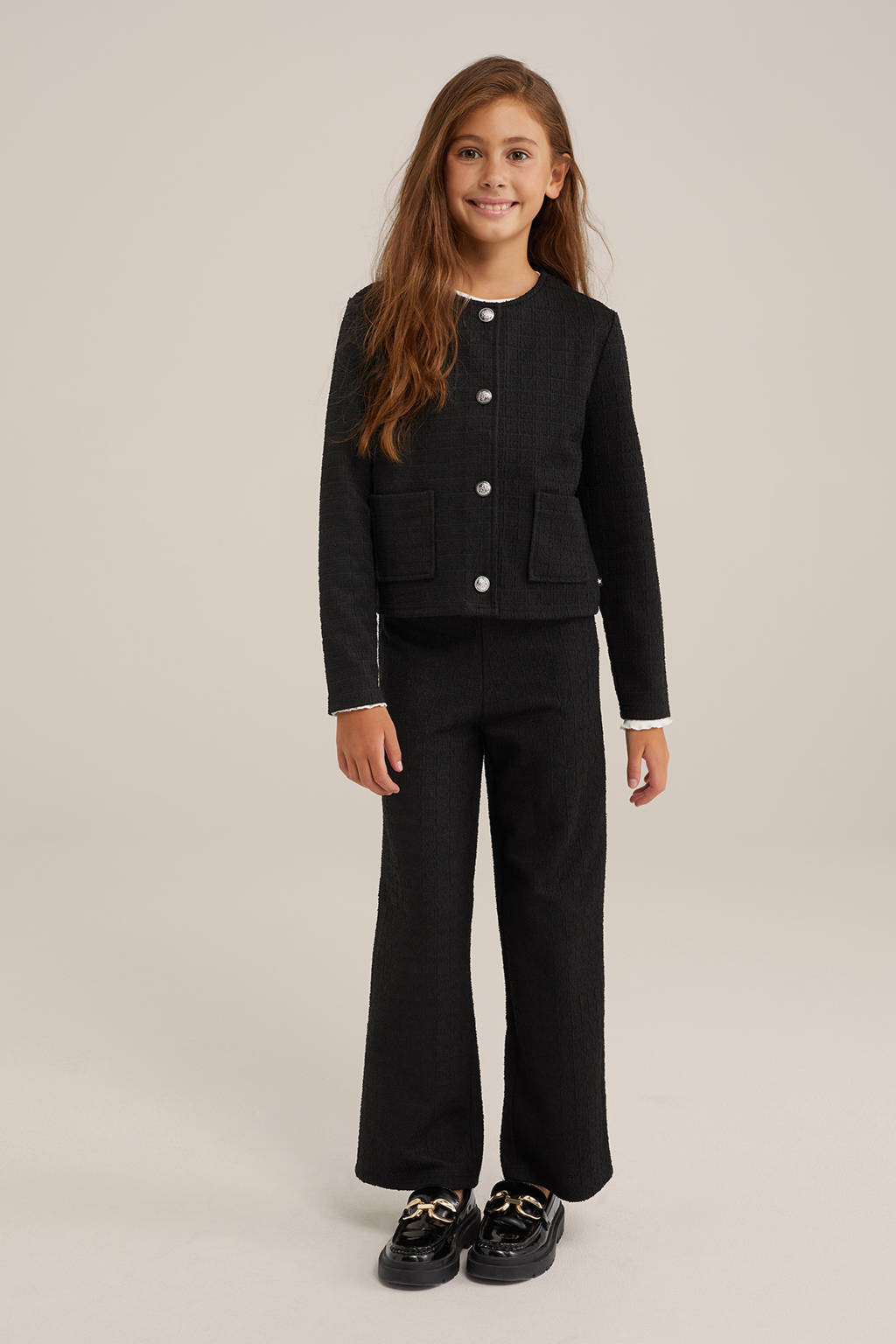 WE Fashion straight fit broek zwart