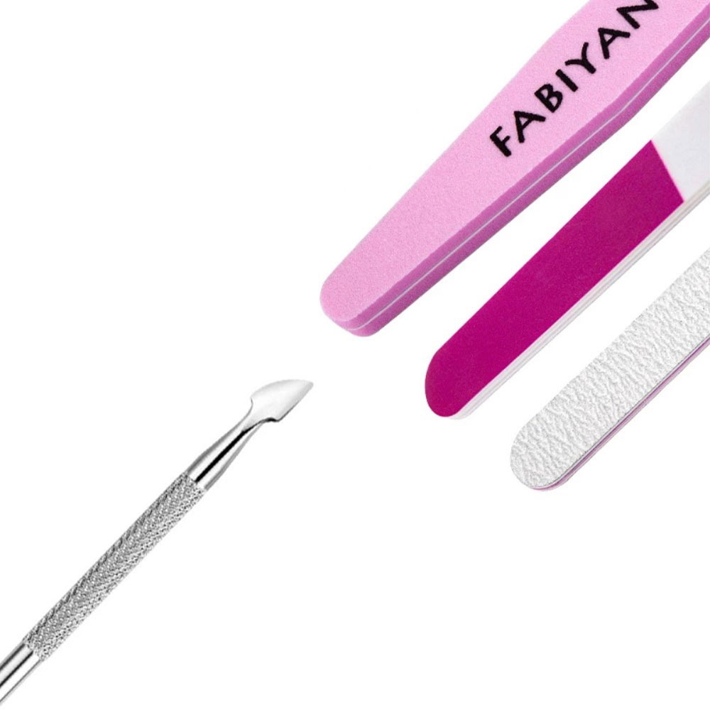 (4-tlg. Set) Pediküre Maniküre Finger Fuss Nagel Pflege-Set - Silber / Pink