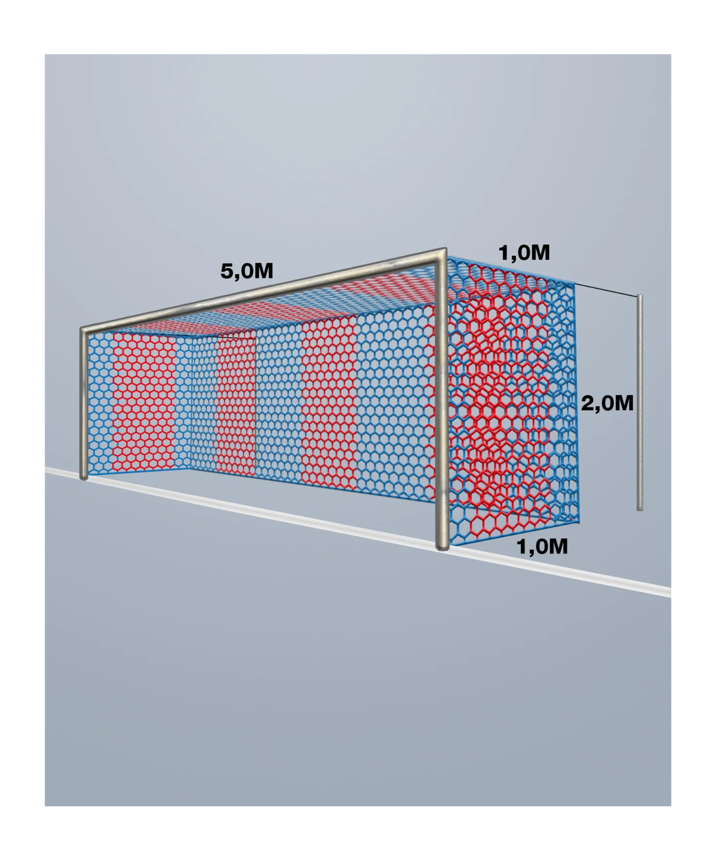 Cawila Tornetz HEXA 5,15x2,05m | Tiefe 1,0x1,0m | Maschenweite 12cm | Stärke 4mm | blau/rot