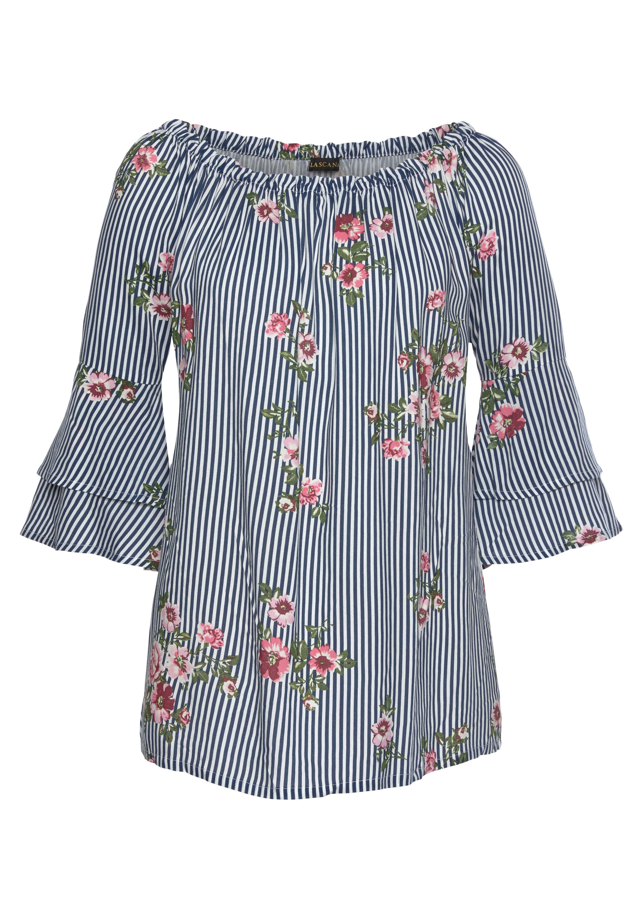 LASCANA Carmenbluse , mit modischem Druck, Damenbluse, schulterfrei, casual