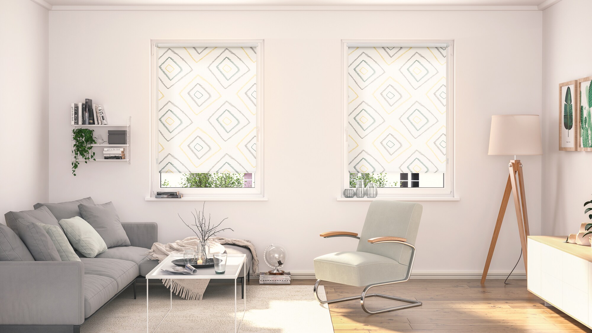 Lichtblick Rollo Klemmfix, ohne Bohren, blickdicht, Stripy Boho Rectangle- Beige