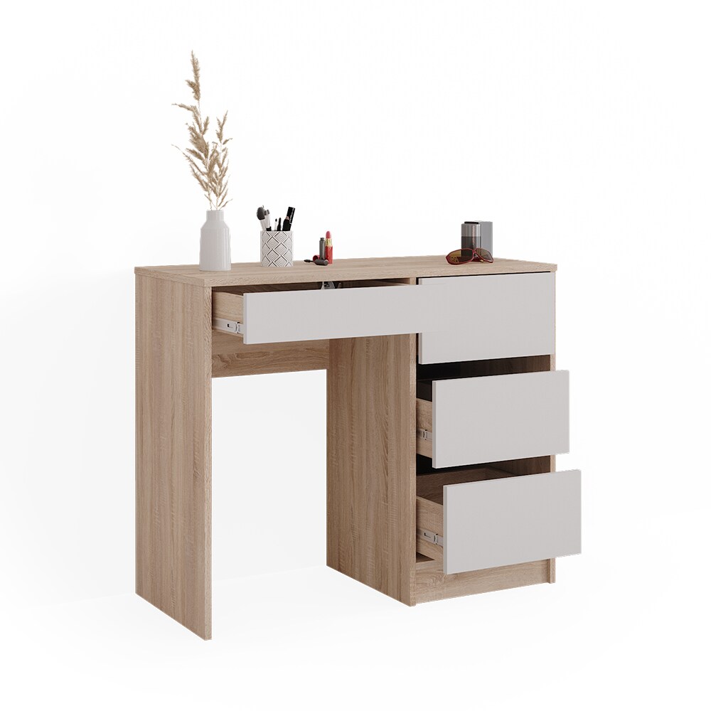 Vicco Schminktisch Sherry Sonoma Weiß, 90 x 75 cm, Frisiertisch, Schubladen
