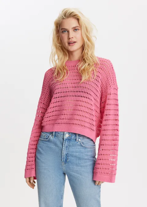 Open knit trui roze (ROS)