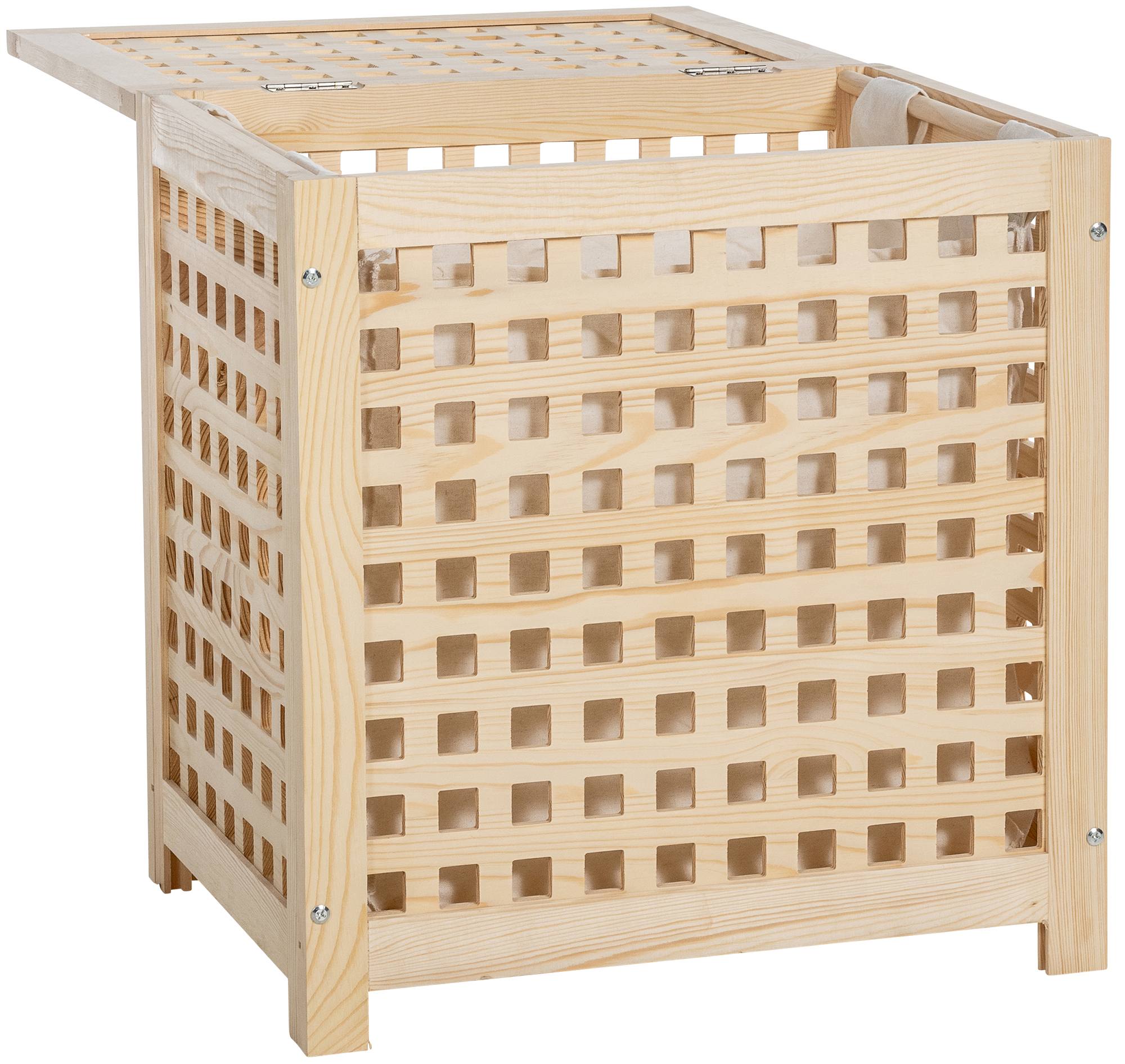 CLP Wäschebox I Wäschetruhe Und Aufbewahrungsbox Aus Holz I Moderner Wäschesammler Mit Deckel I Wäschebehälter Mit Gitter Zur Belüftung