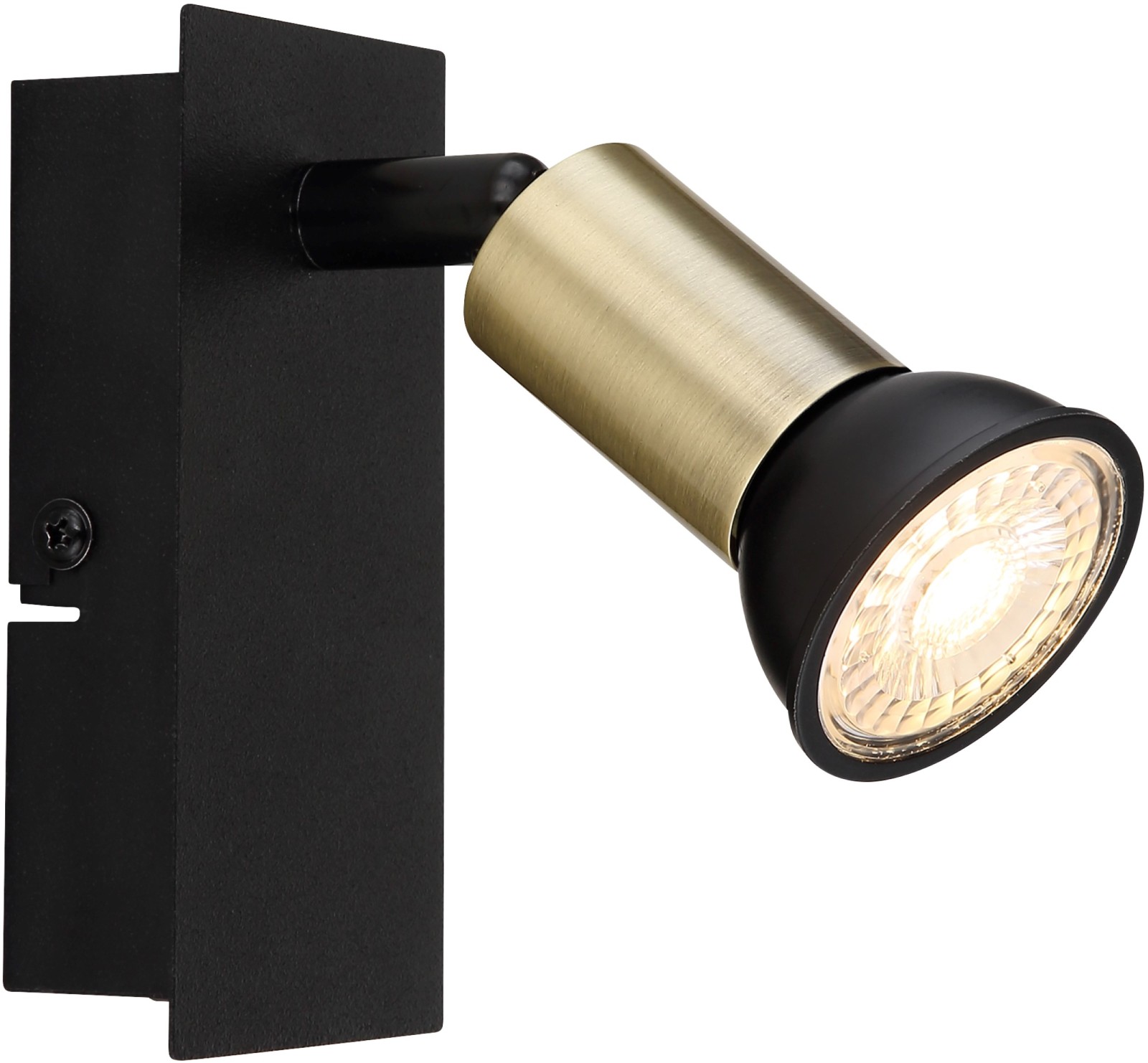Wandstrahler - schwarz matt-gold - Metall - Wippschalter