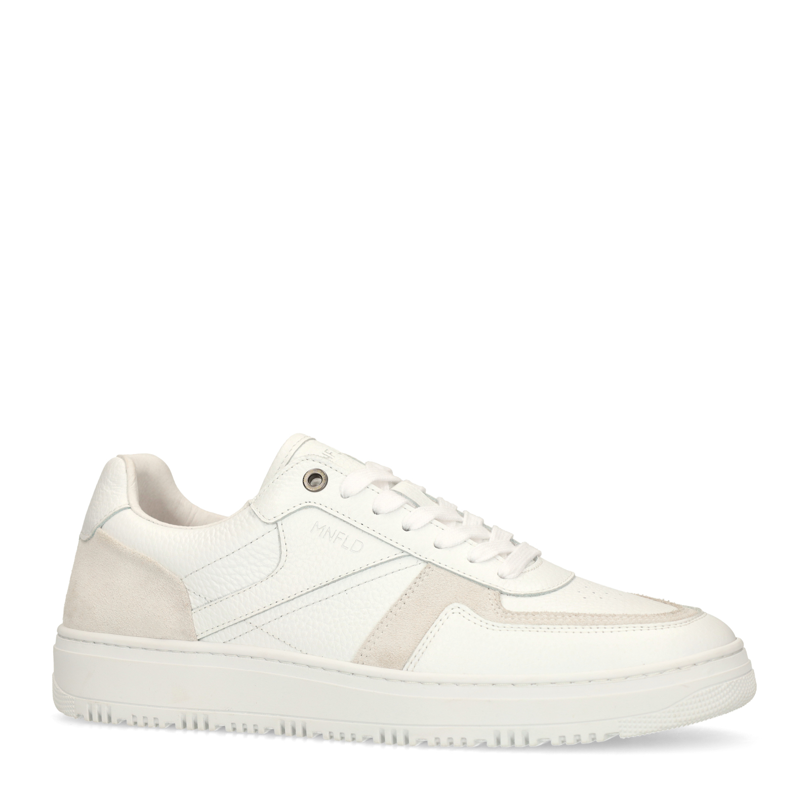 Witte leren sneakers met suède details