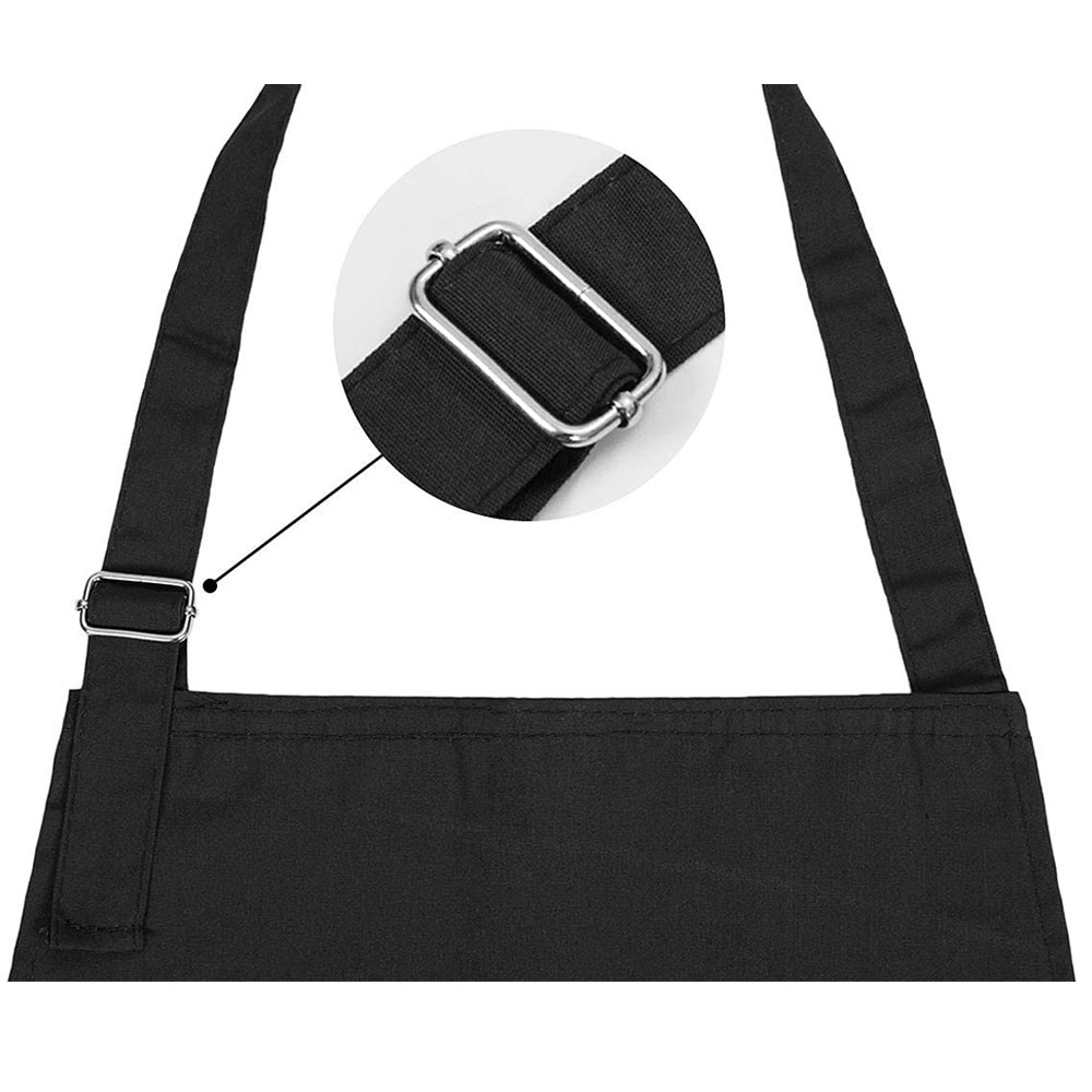 (70x73cm) BBQ Grillschürze Kochschürze Umhang mit Taschen / Rückenschnürung / Nackenriemen - Schwarz