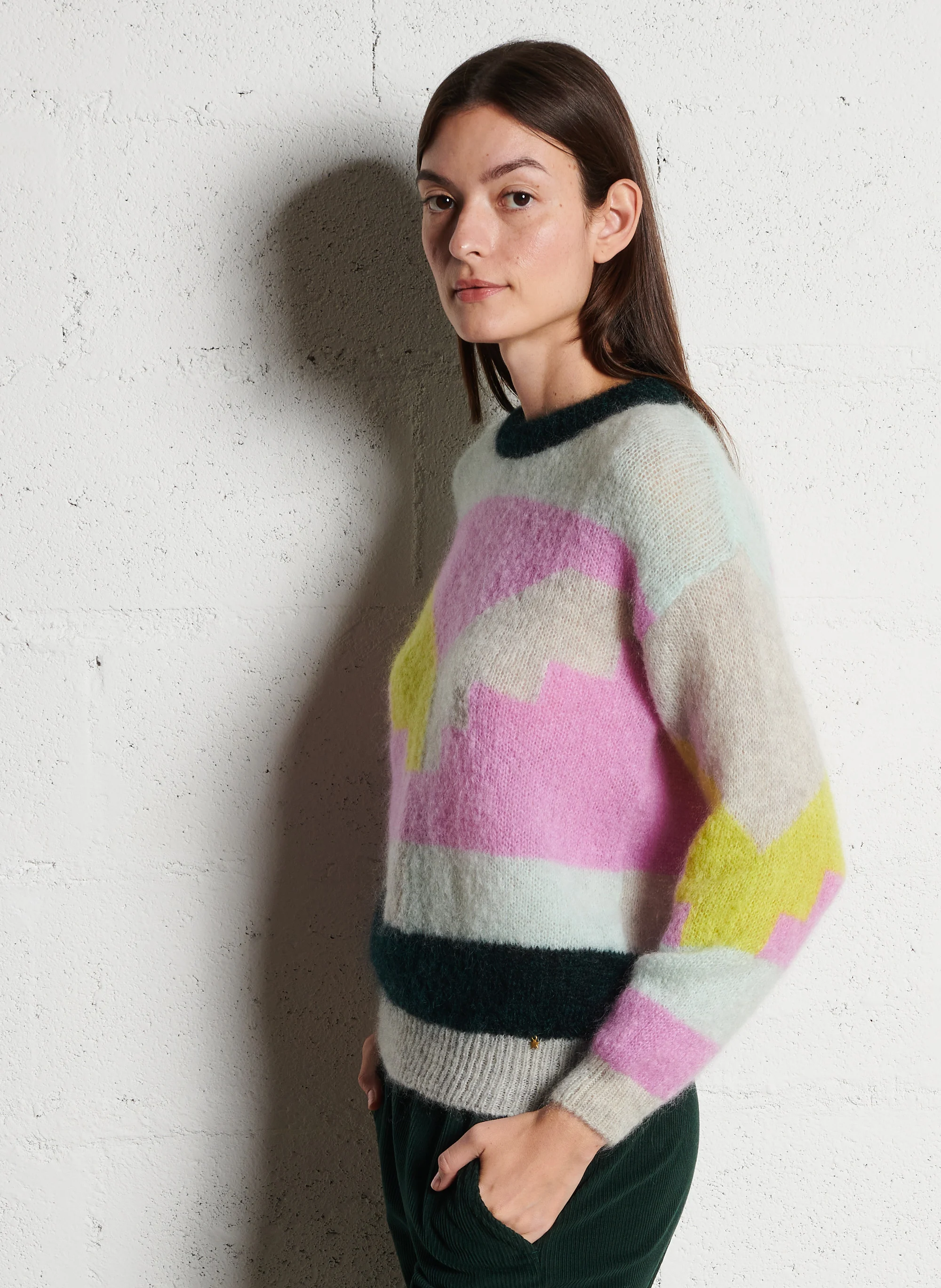 ALTO - Pull col rond en laine mélangée | Multicolore