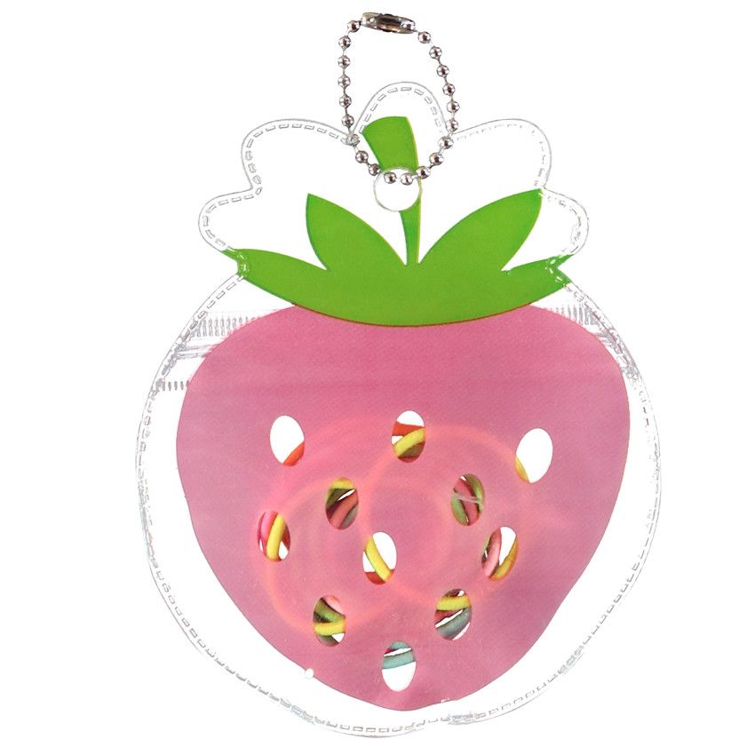 Lot de 15 élastiques dans pochette fraise pour fille - Multicolore