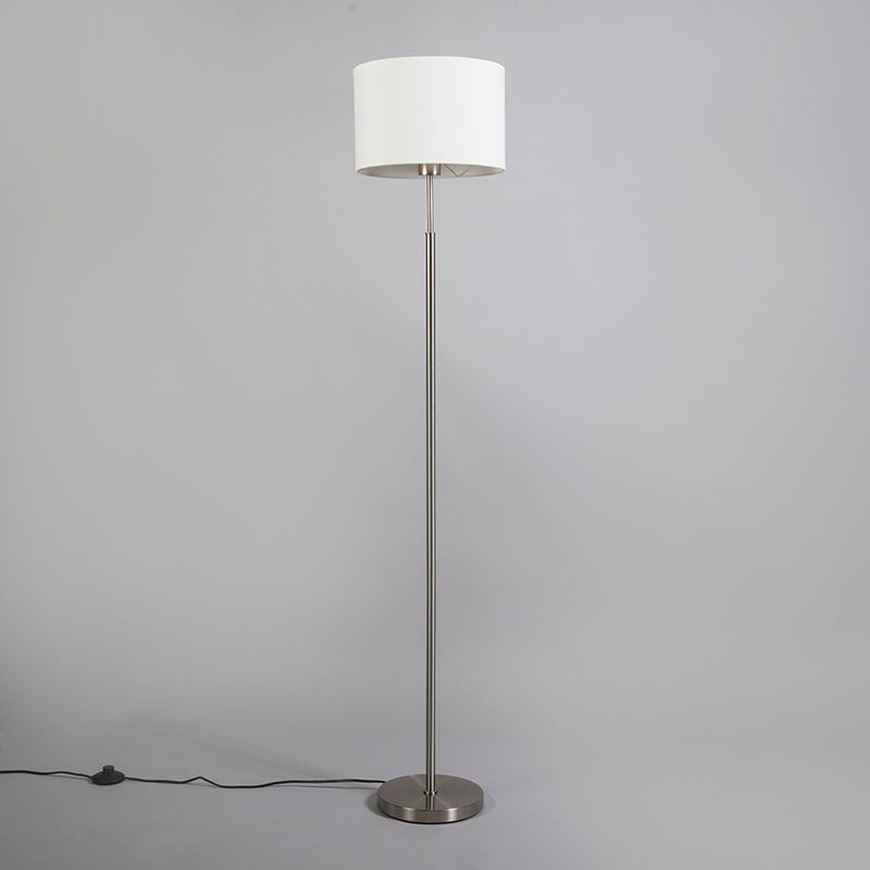 Moderne vloerlamp staal met witte kap - VT