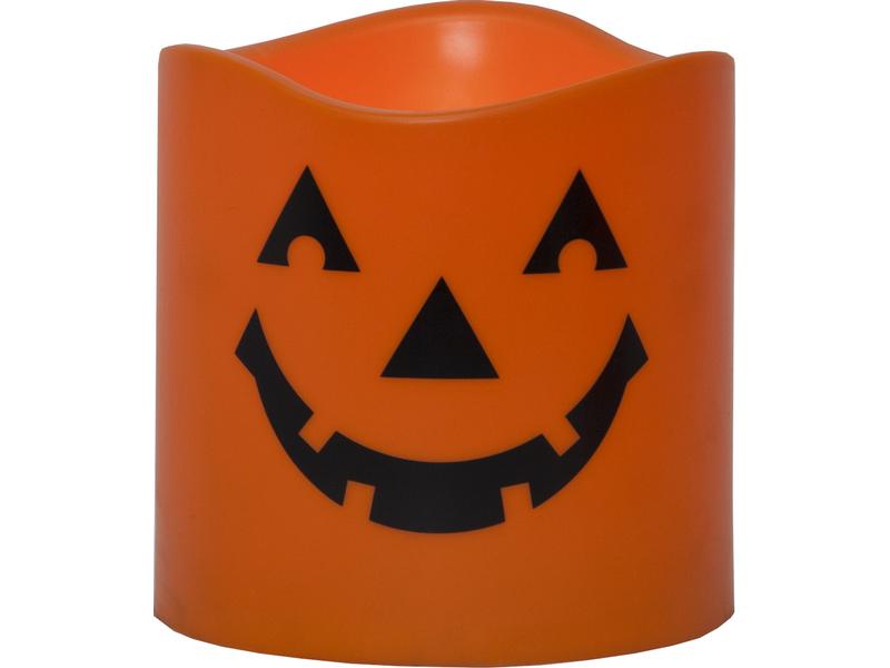Star Trading LED-Kerze Halloween, Ø 15 x 15 cm, Orange Leuchten zur Dekoration an Halloween