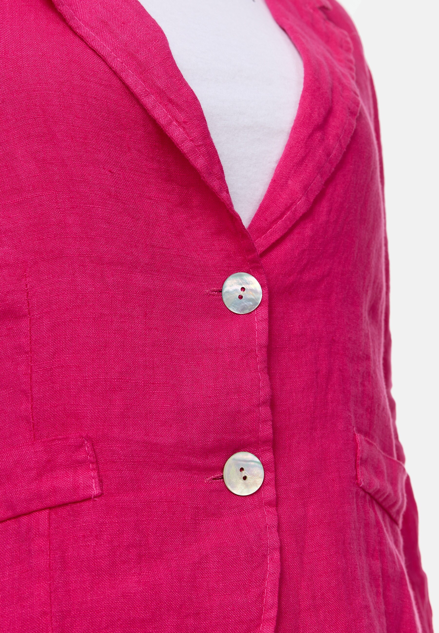 PM SELECTED Damen Edler Leinen Kurzblazer Business Blazer mit Reverskragen in Einheitsgröße PM53