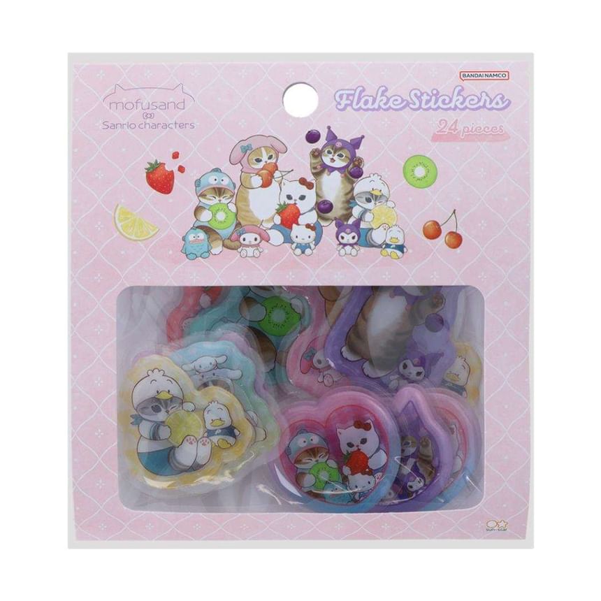 White & Peach - mofusand x Sanrio Characters Flake Stickers Set (Fruits)