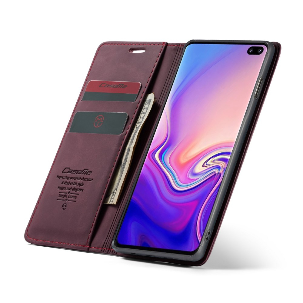 Samsung Galaxy S10 Leder Tasche Flip Wallet Etui mit Kartenfächern - Weinrot