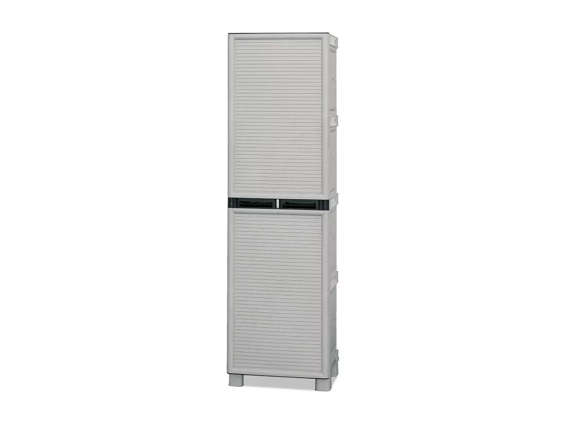 Armoire d'extérieur Namur, Armoire polyvalente, Armoire de buanderie, Armoire d'extérieur, 100% Made in Italy, Gris clair, 50x39h172 cm