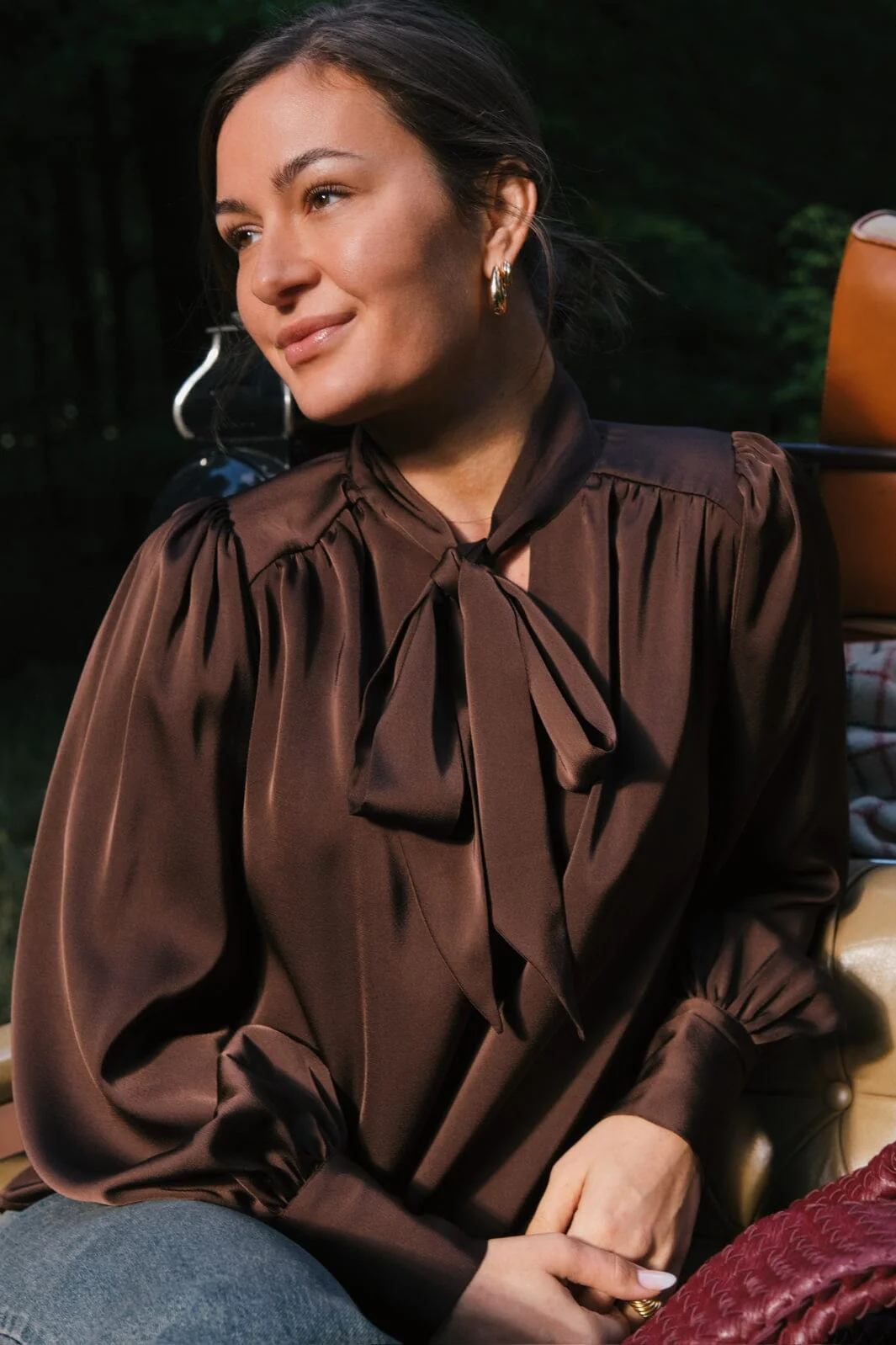 Neo Noir Jaz Bow Blouse brown