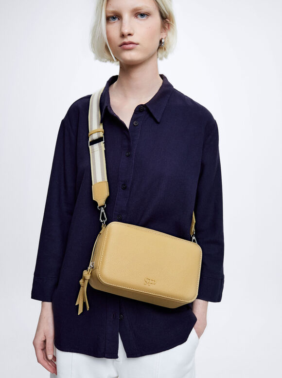 Bolso Bandolera Asa Tejido - Amarillo