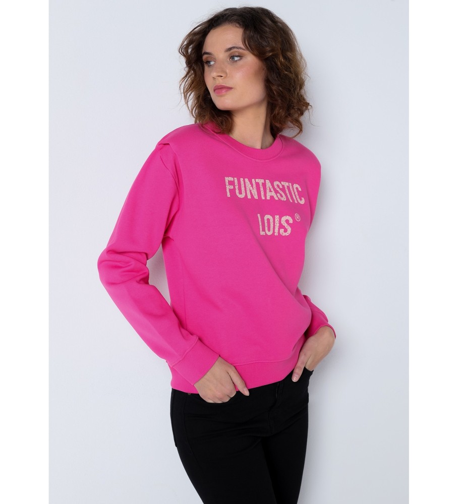 Blusa de moletom Lois com pregas nos ombros, rosa