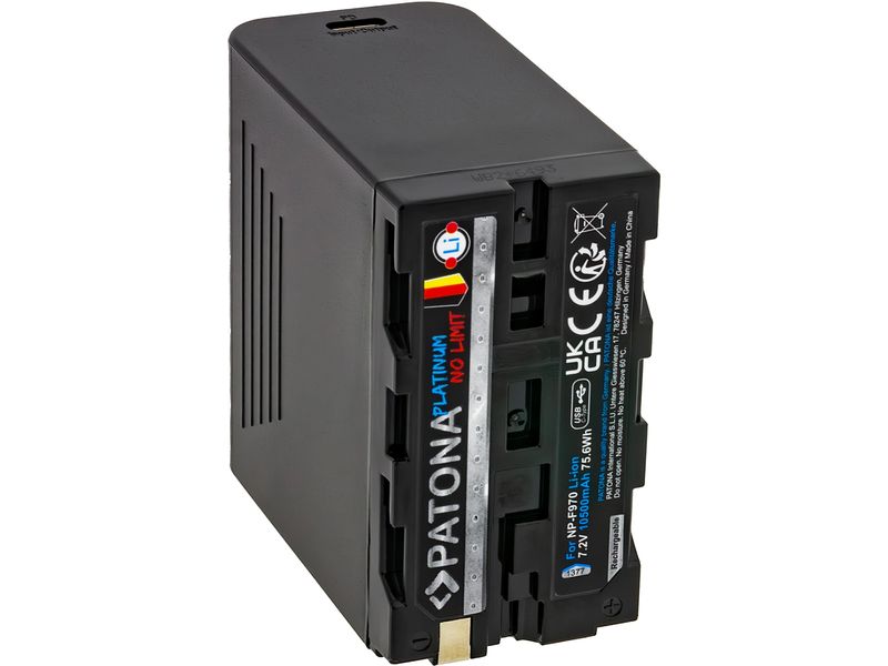 Patona Platinum Akku für Sony NP-F970, F960, F950 inkl. Pow Platinum Batteriesatz für Sony