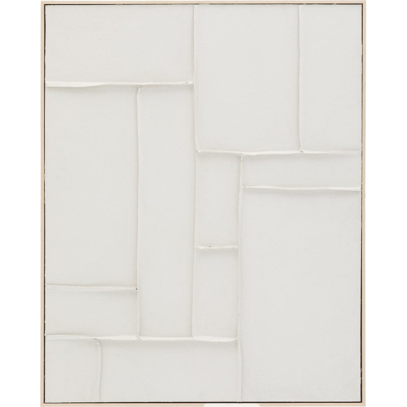 Tableau Klis en lin avec formes géométriques blanc 80 x 100 cm