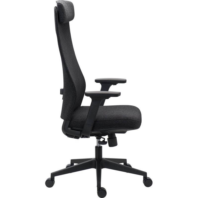 Chaise de bureau MARCEL tissu chiné - accoudoirs 3D, appui-tête, soutien lombaire, mécanisme synchrone réglage profondeur d'assise