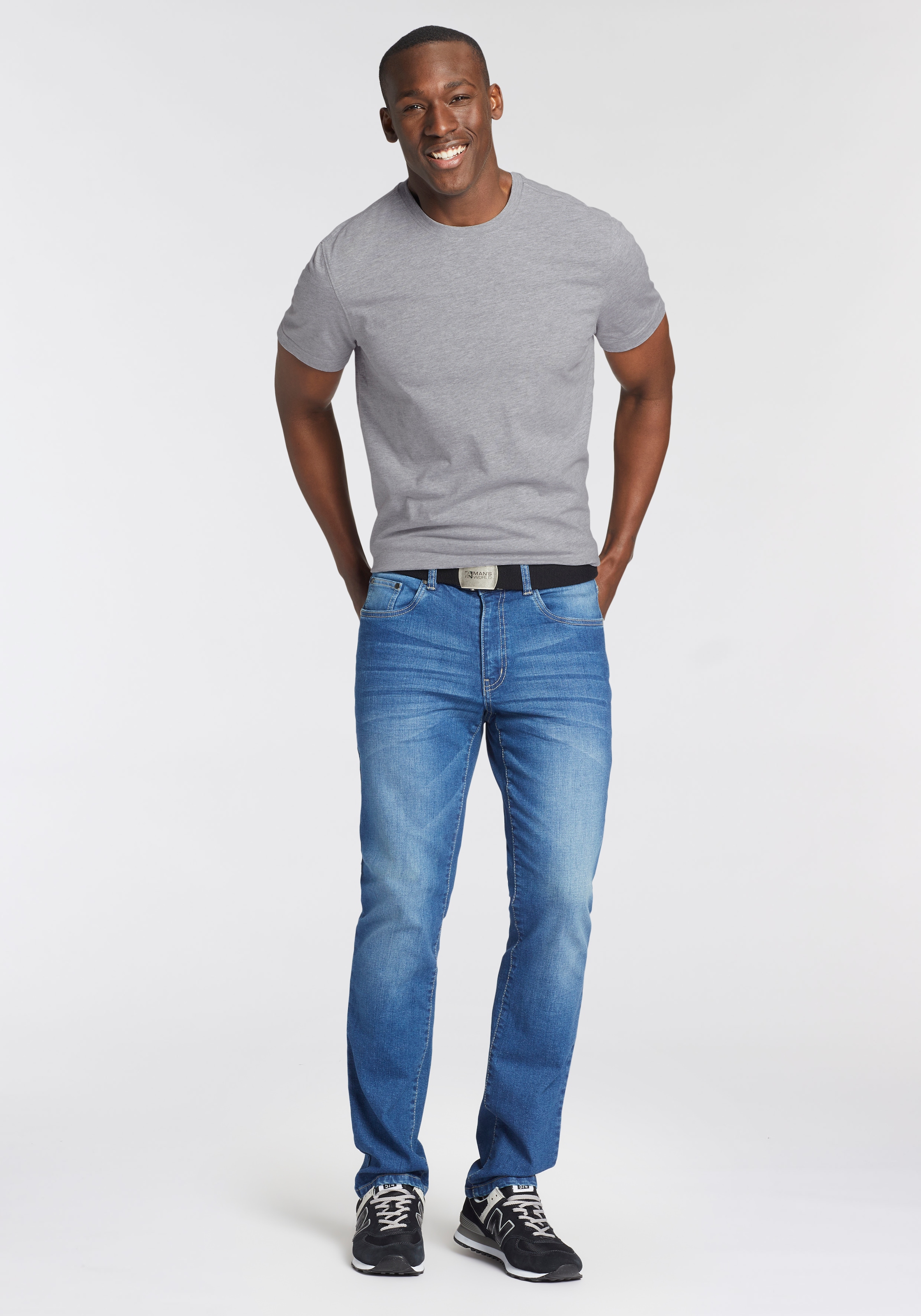 Man's World Rundhalsshirt, 6 Stk. Kurzarm,  unifarben,  Rundhals,  aus Baumwolle,