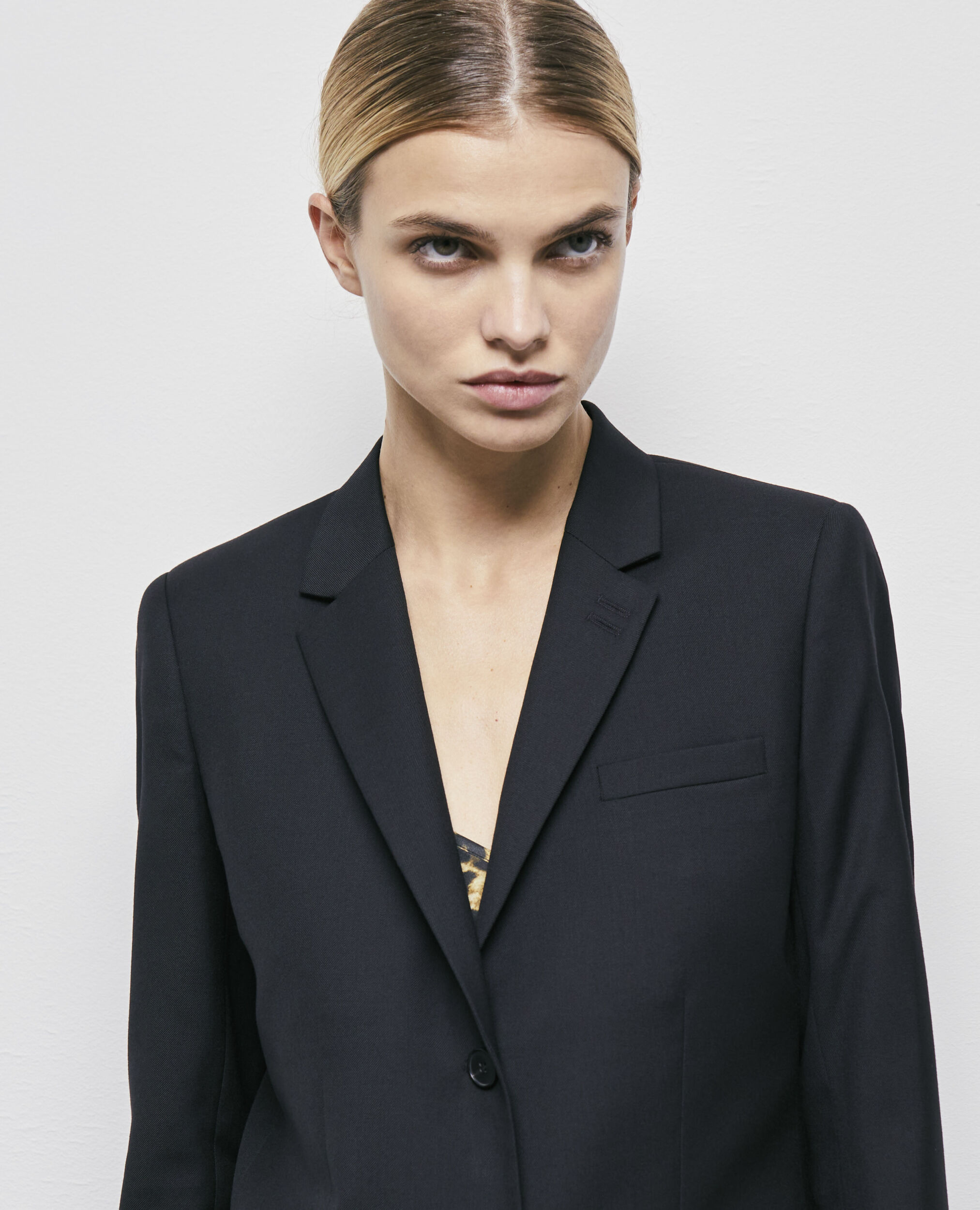 Veste de costume en laine noire