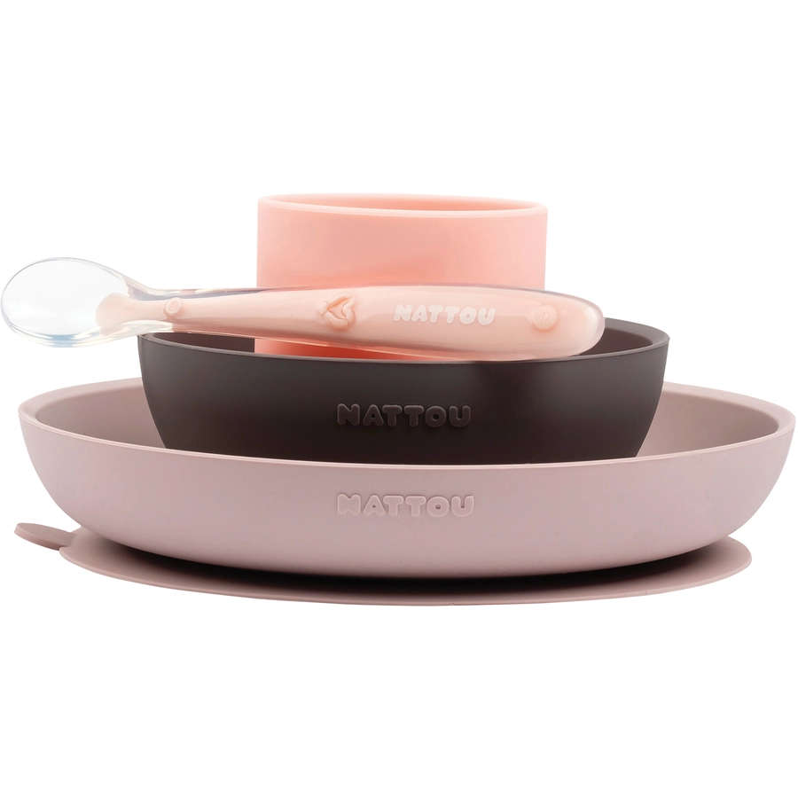 Nattou Esslern Set 4 teilig rosaaubergine
