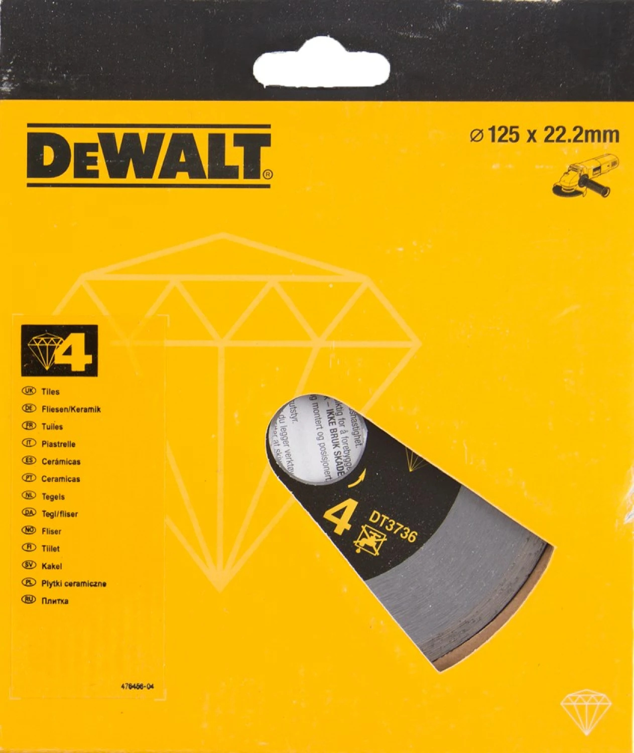 DeWALT DT3736 Diamantdoorslijpschijf - 125 x 22,23 x 1,6mm - keramiek - tegels
