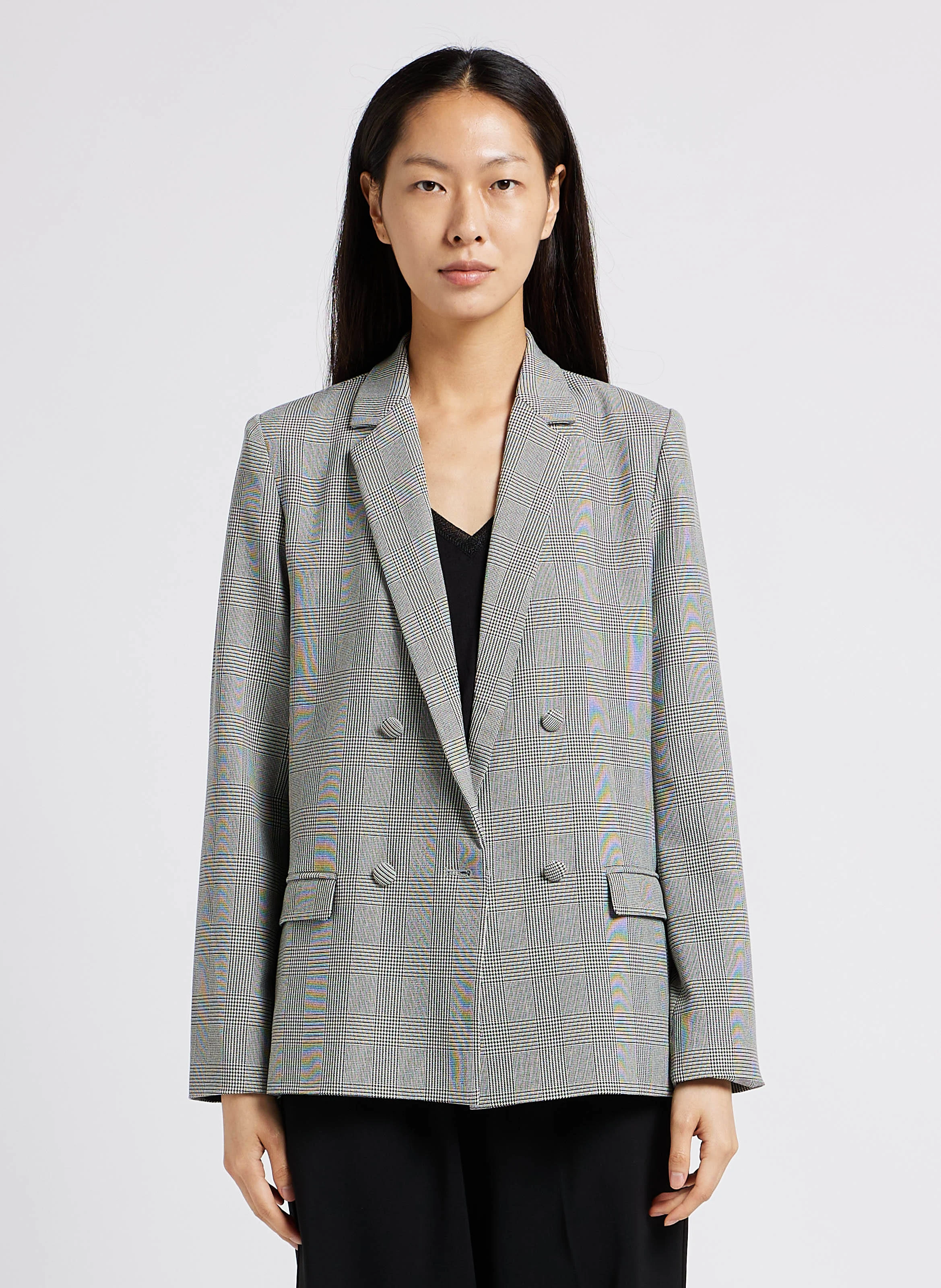 LEONTINE - Blazer droit à carreaux| Noir