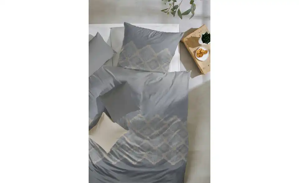 Mako-Satin Bettwäsche-Set 200 cm 135 cm Grau