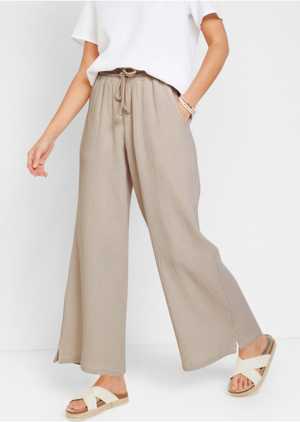 Pantalon palazzo en mousseline