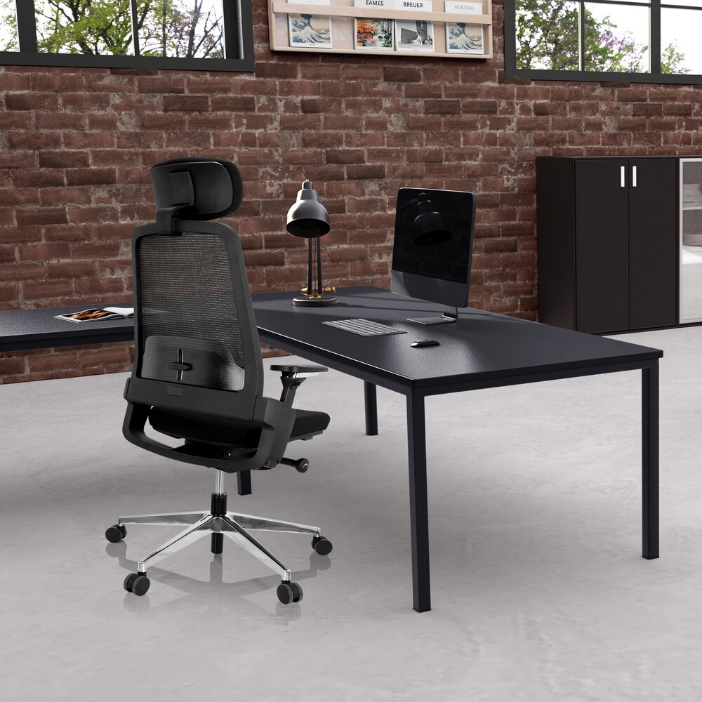 Profi Bürostuhl BRACIO Stoff/Netzstoff mit Armlehnen (höhenverstellbar) hjh OFFICE