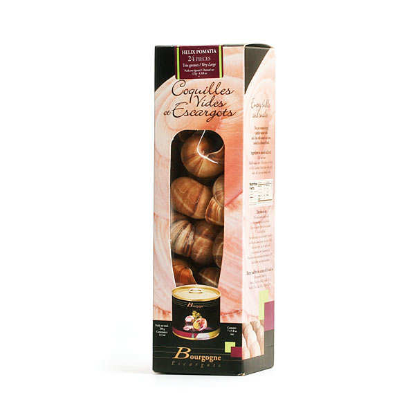 Escargots de Bourgogne en conserve et 24 coquilles vides