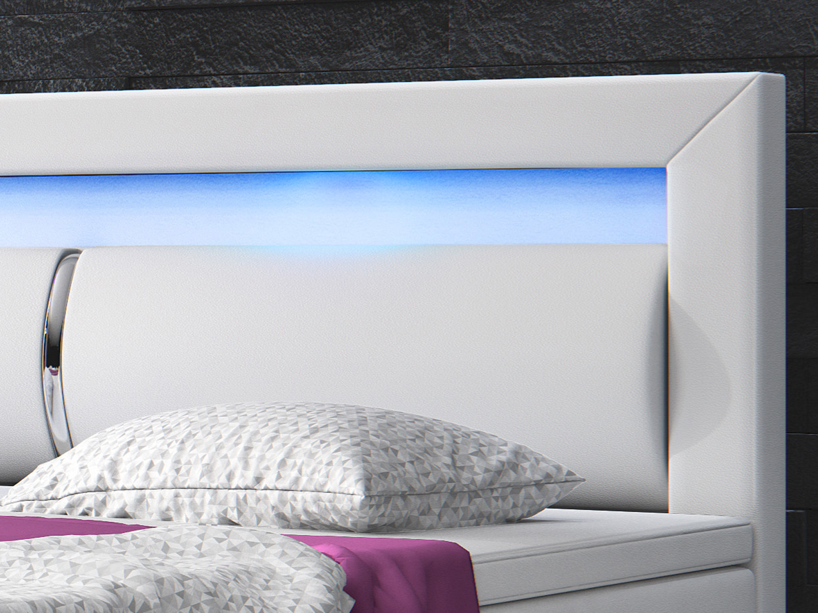 Boxspringbett - weiß - Kunstleder - mit Topper - H3 - 180x200 cm