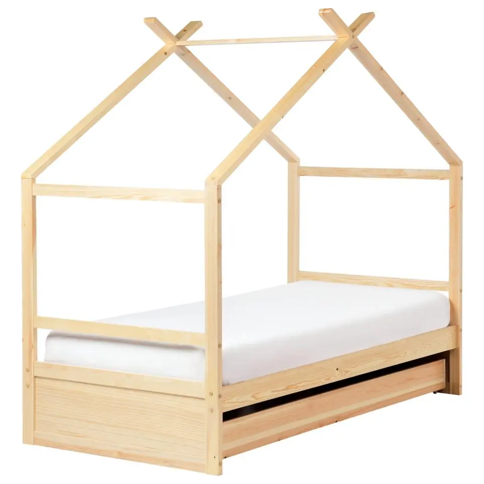 ORGEVAL - Daybed voor kinderen - Lichtbruin - 90 x 200 cm - Grenenhout