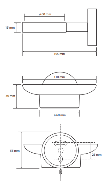 Sapho X-Round zeephouder rond chroom