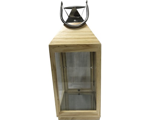 Houten lantaarn, zilver, 19 x 19 x 49,5 cm