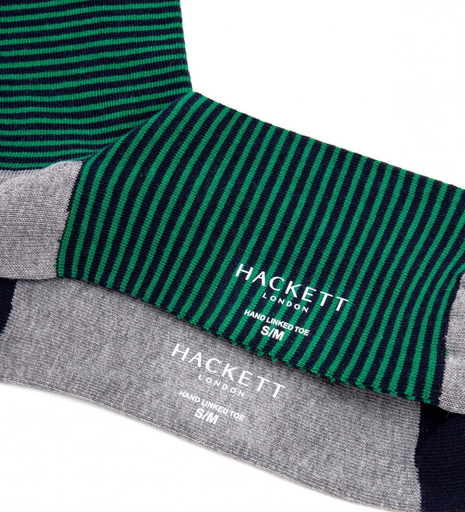 Pacote com 2 pares de meias listradas verdes da Hackett