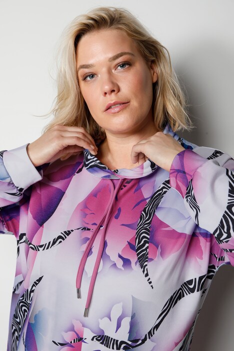 Sweatshirt, Allover-Muster, Stehkragen, Langarm