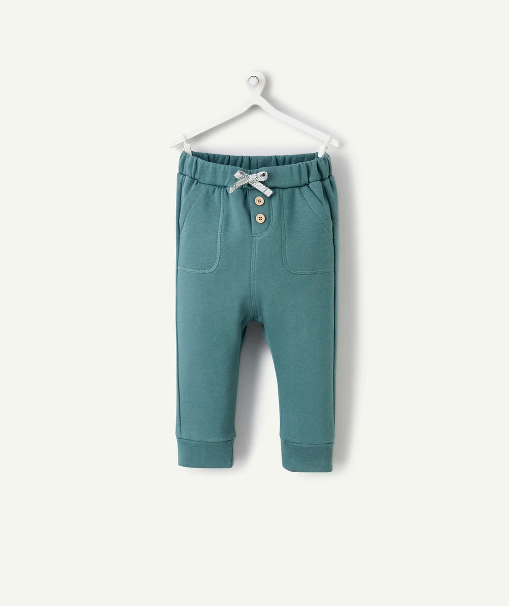 JOGGING BÉBÉ GARÇON EN FIBRES RECYCLÉES ET MOLLETON VERT